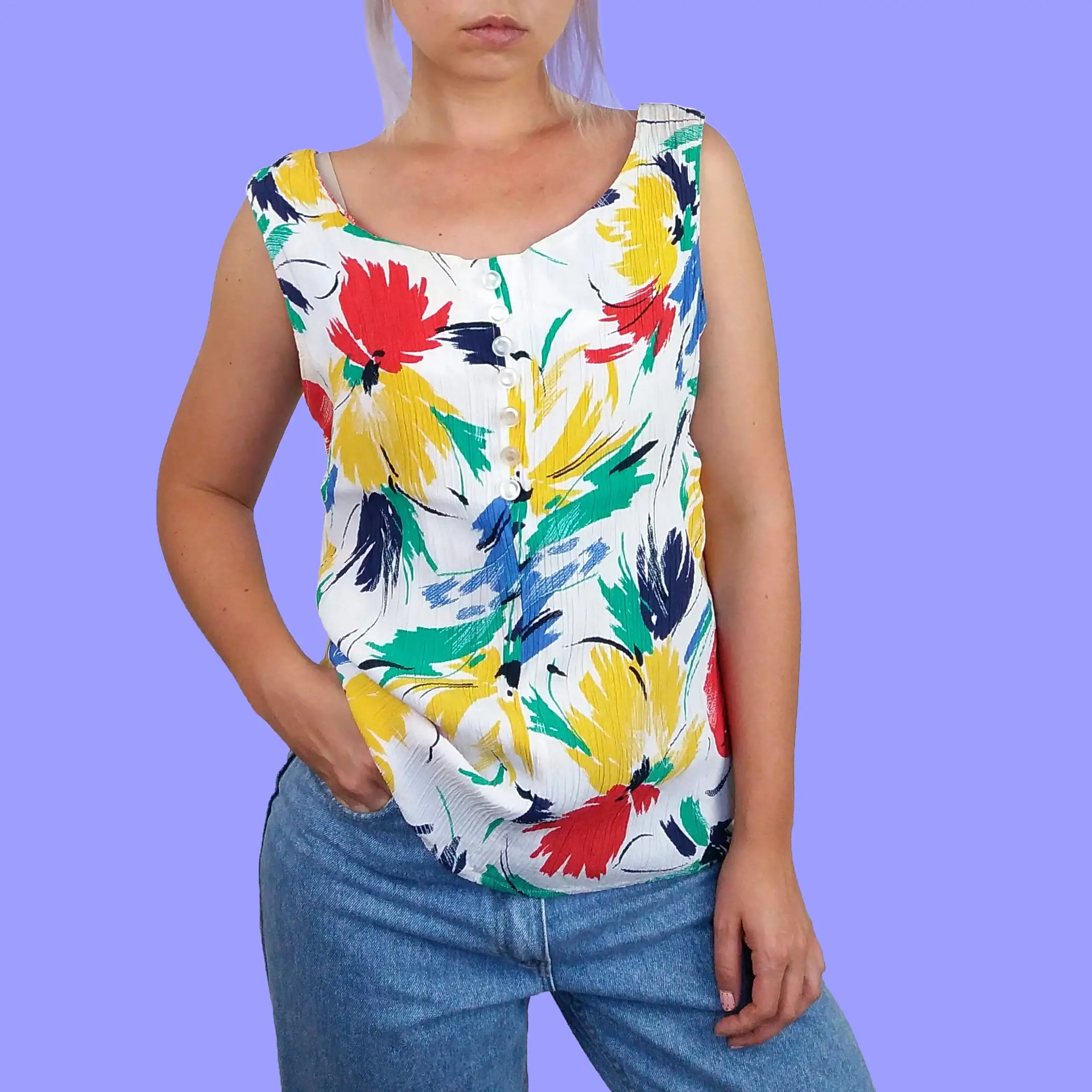 Floral Graphic Print Vest Top