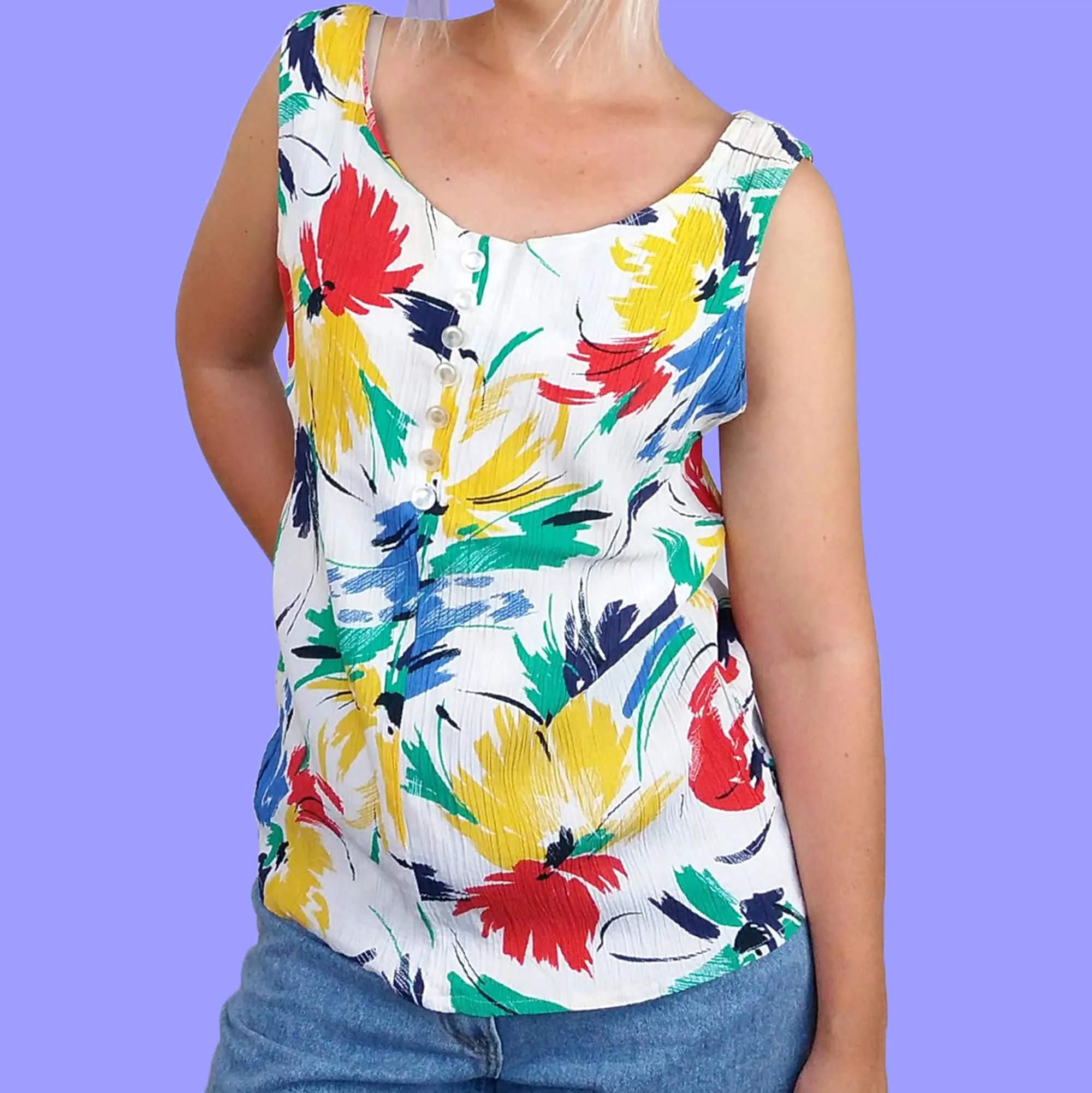 Floral Graphic Print Vest Top