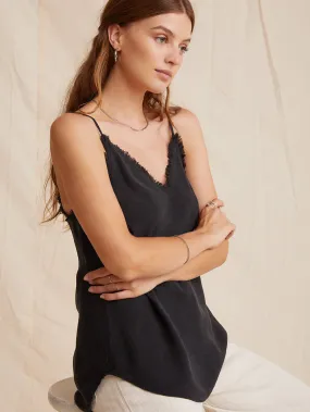 Frayed Cami Top - Black