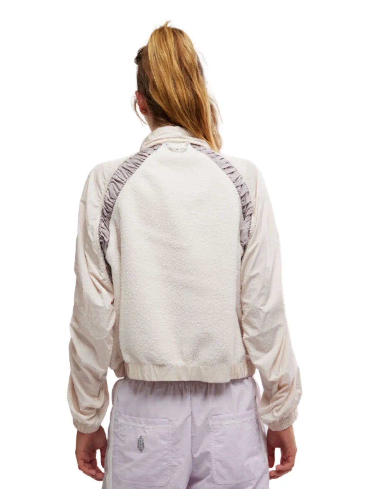 Free People Amelia Zip Up Fleece Jacket in Beach Clay/Oyster