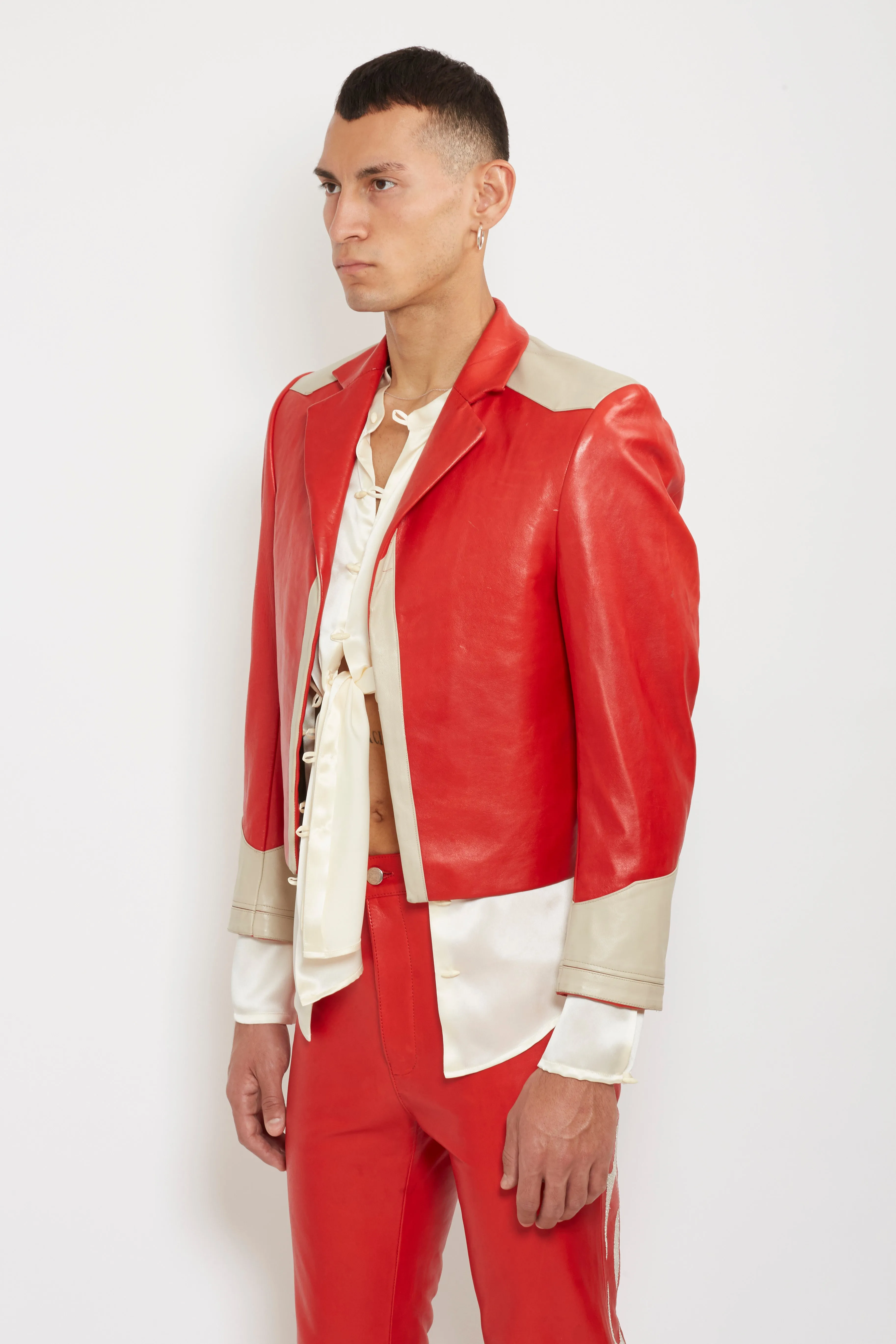 Galactica: Red/Grey Leather Jacket