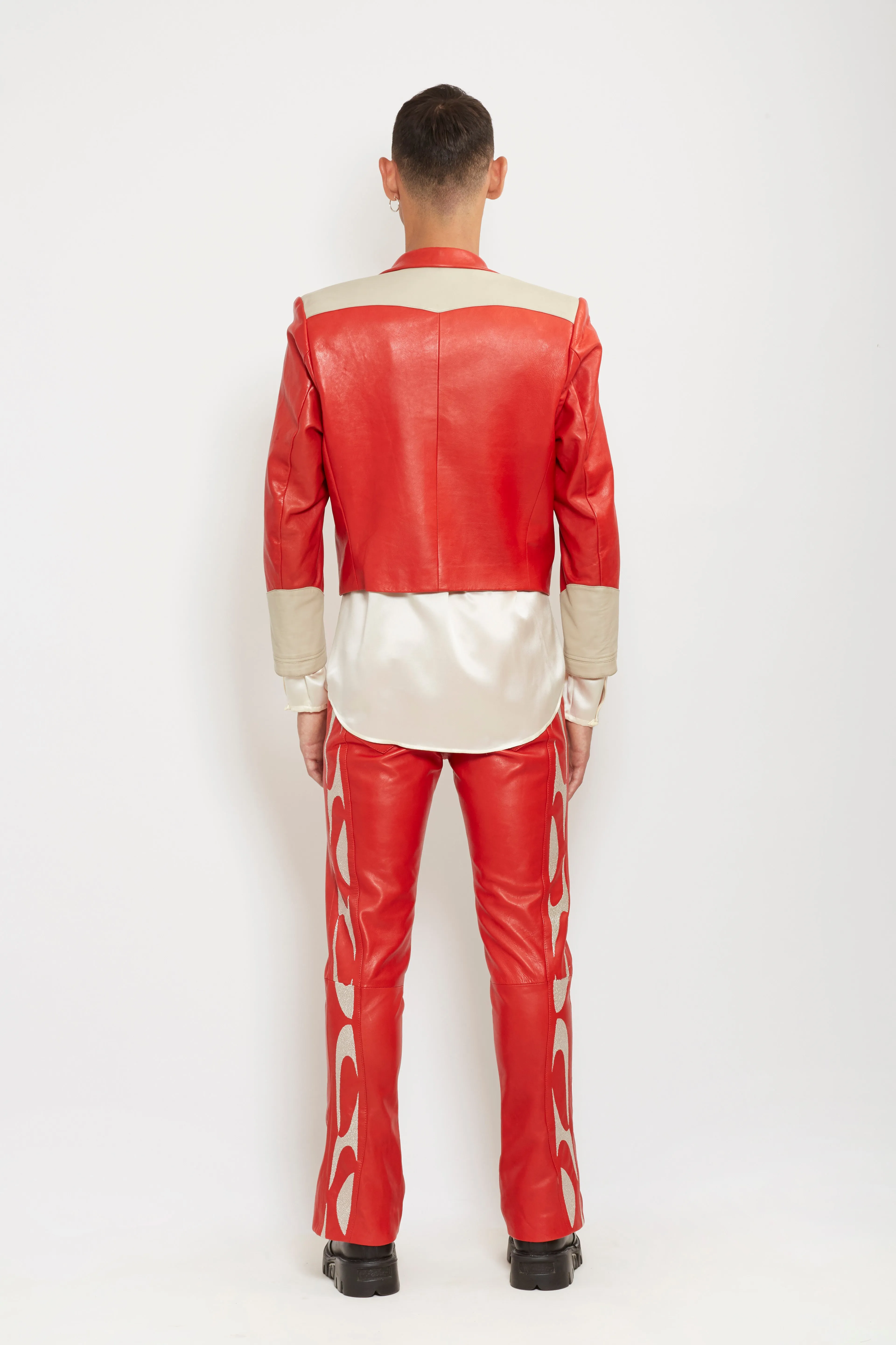 Galactica: Red/Grey Leather Jacket