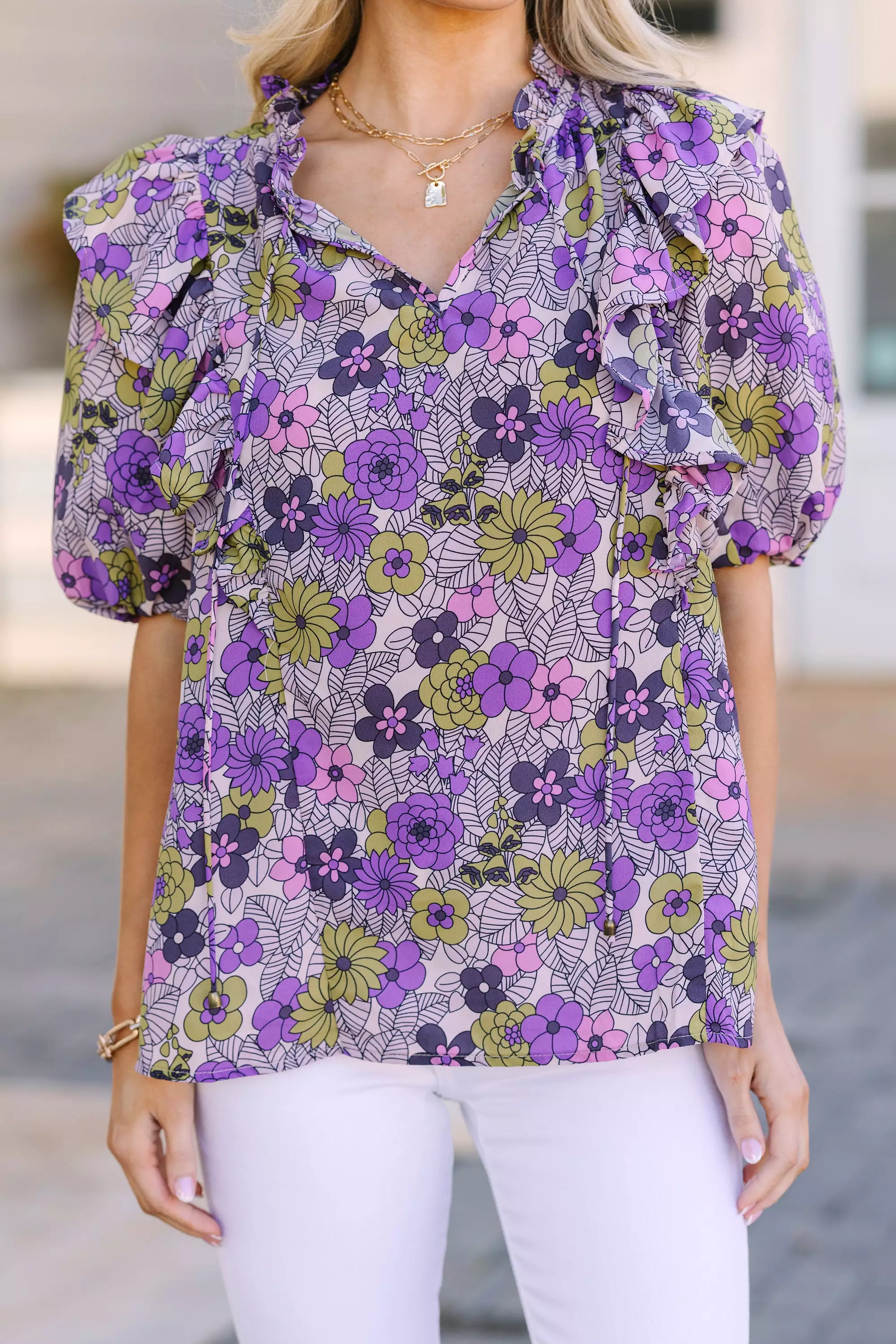 Get Ready Purple Floral Blouse