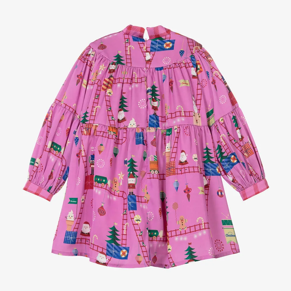 Girls Pink Christmas Dress