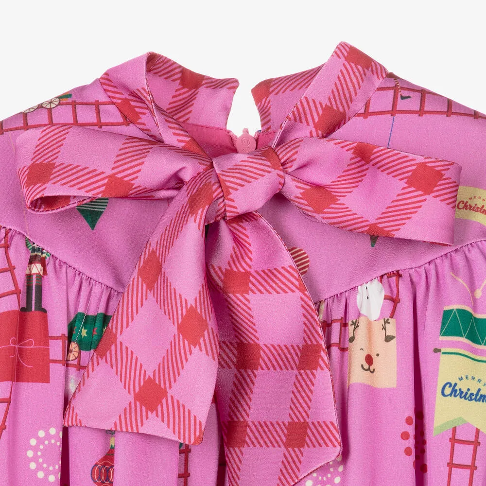 Girls Pink Christmas Dress