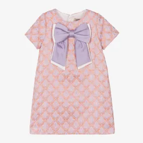 Girls Purple & Pink Floral Jacquard Dress