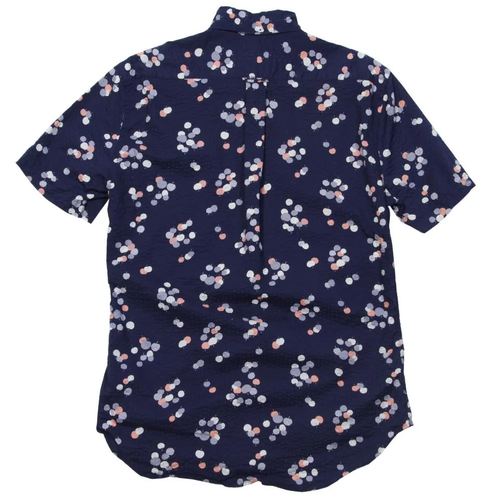 Gitman Vintage SS Cherry Print Seersucker ShirtNavy