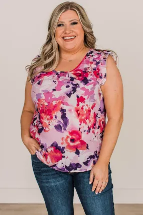 Gives Me Butterflies Floral Top- Purple & Pink