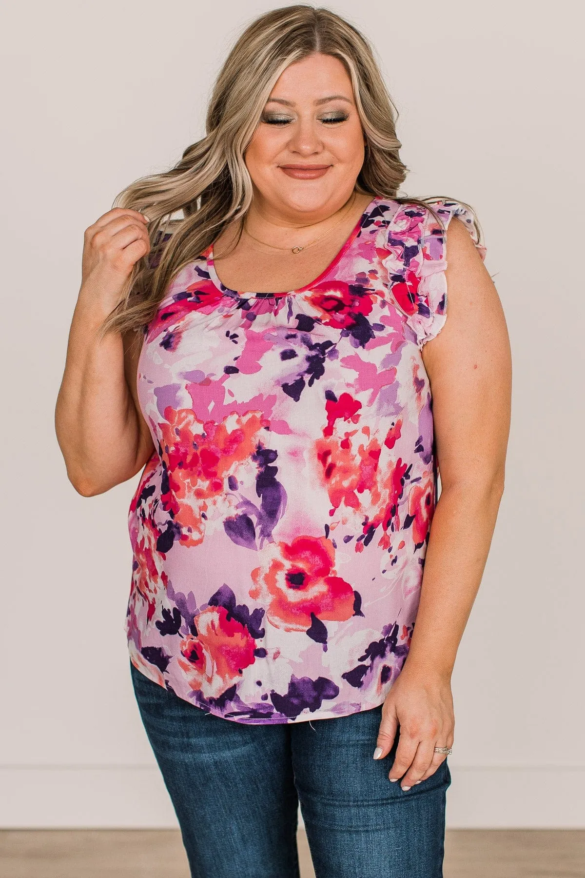 Gives Me Butterflies Floral Top- Purple & Pink