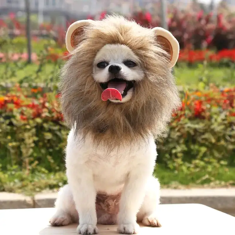 Halloween Pet Dog Lion Mane Wig Hair Christmas Dog Wig Hair Costume Fancy Party Dress Cosplay Funny Hat Cap Pet Dress up