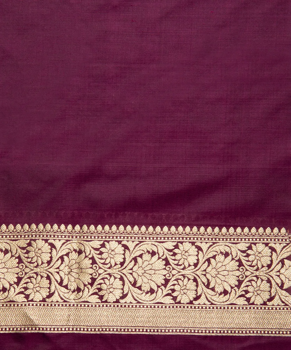 Handloom Purple Pure Katan Silk Banarasi Saree With Cutwork Zari Floral Jaal