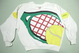 Head Racquet Big Print Vintage 80's Crewneck Tennis Sweatshirt