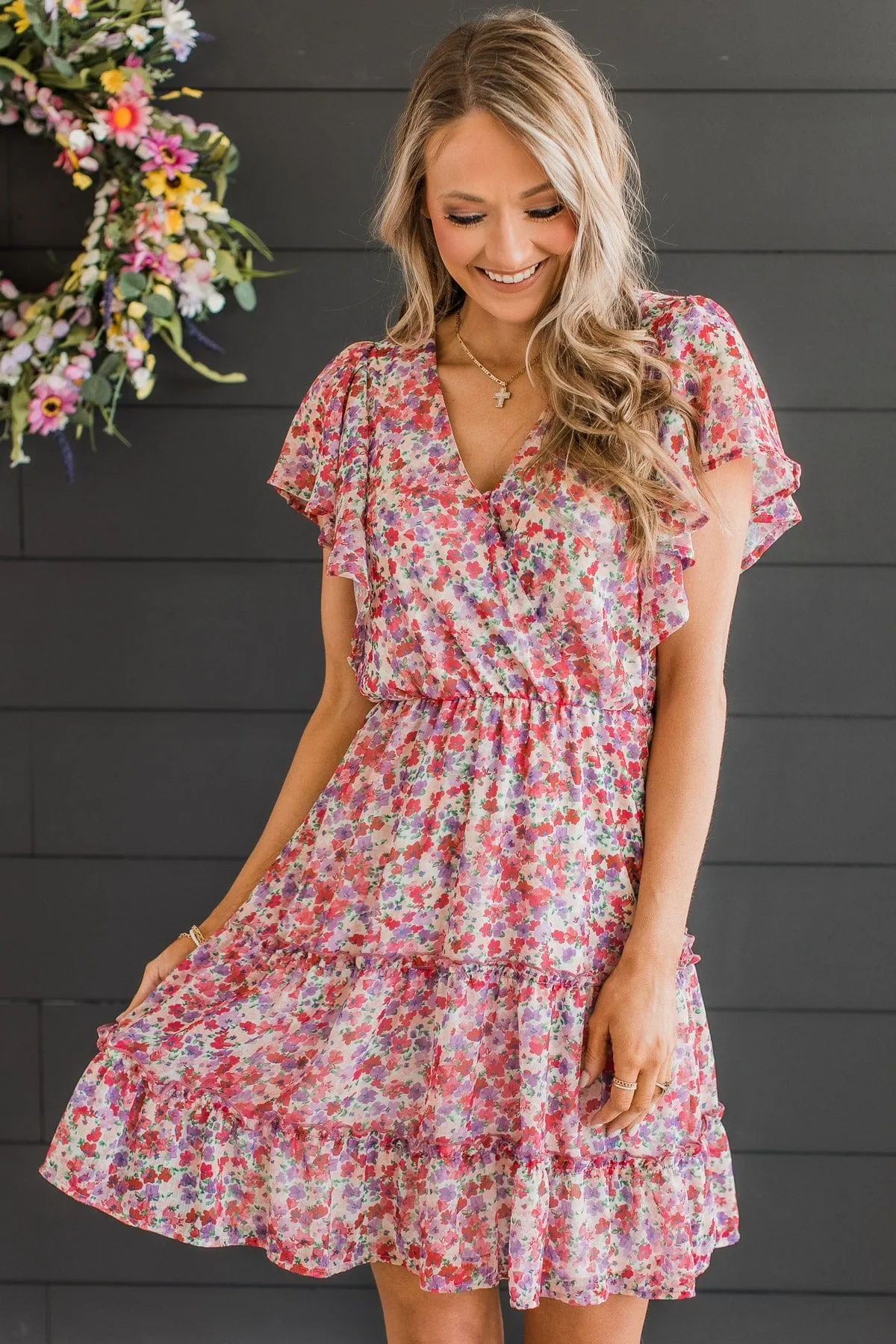 Holding Onto You Floral Dress- Pink & Purple