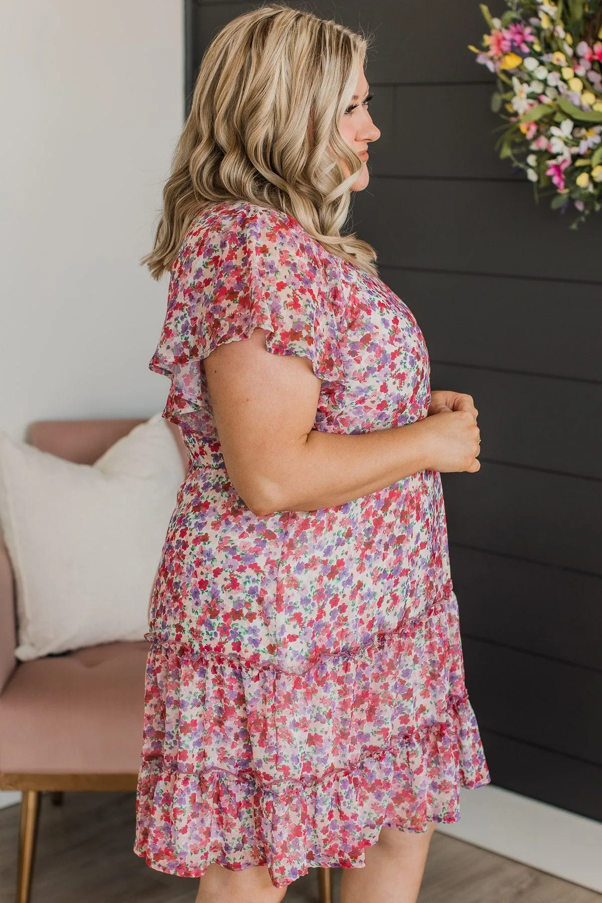 Holding Onto You Floral Dress- Pink & Purple