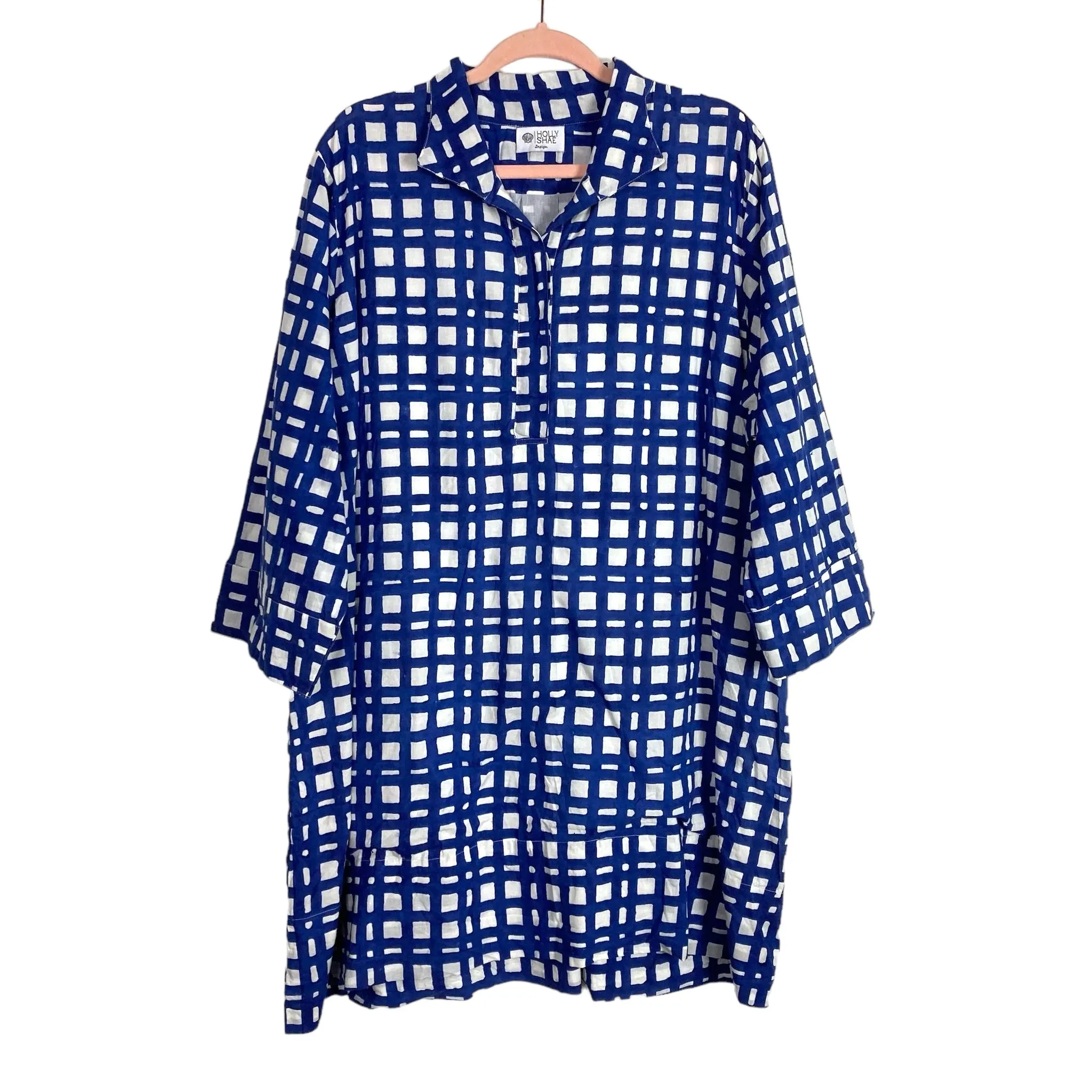 Holly Shae Design Blue and White Print Dress- Size ~XL/XXL (no size tag, fits like XL/XXL)