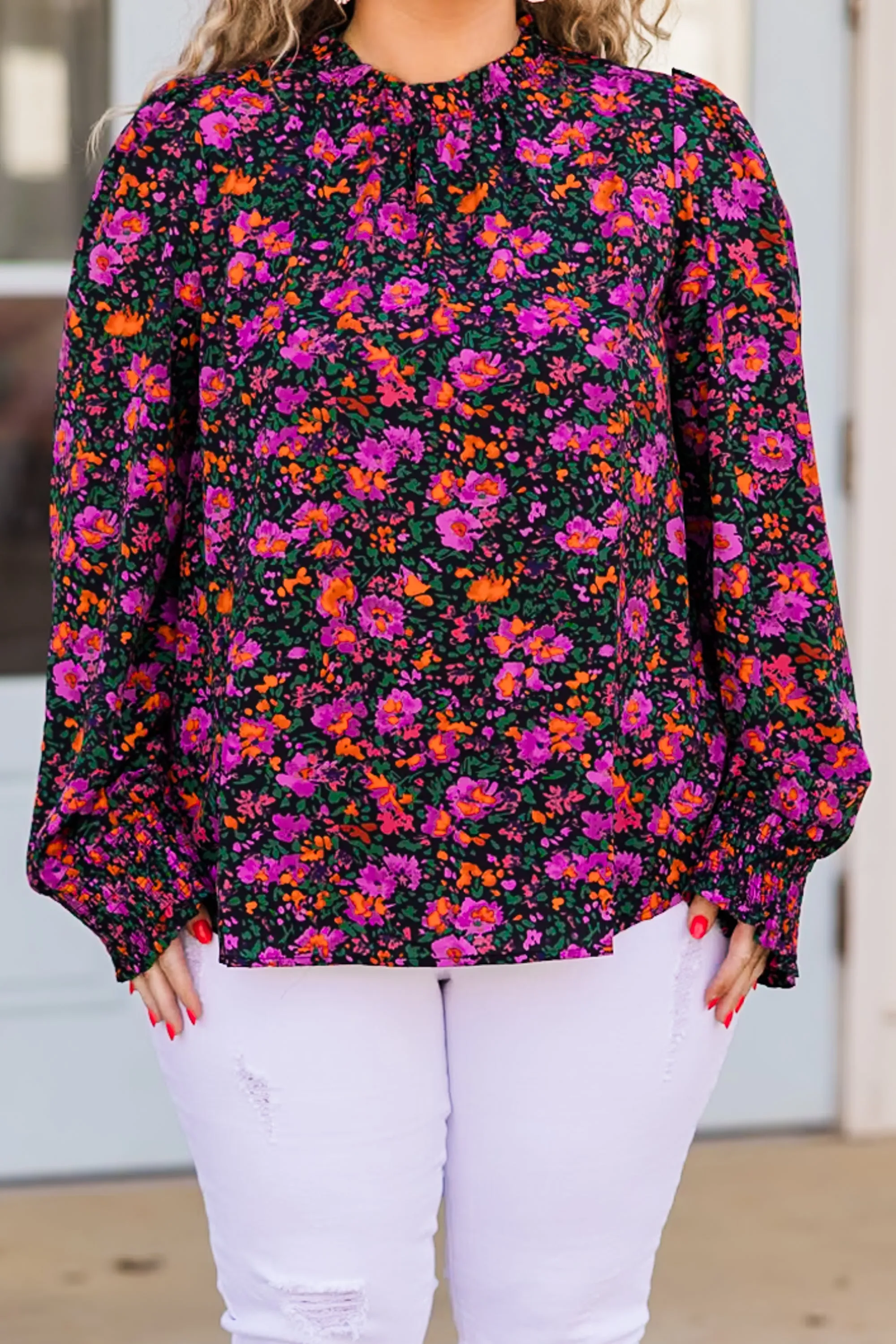 In The Warm Spring Air Top, Purple Floral