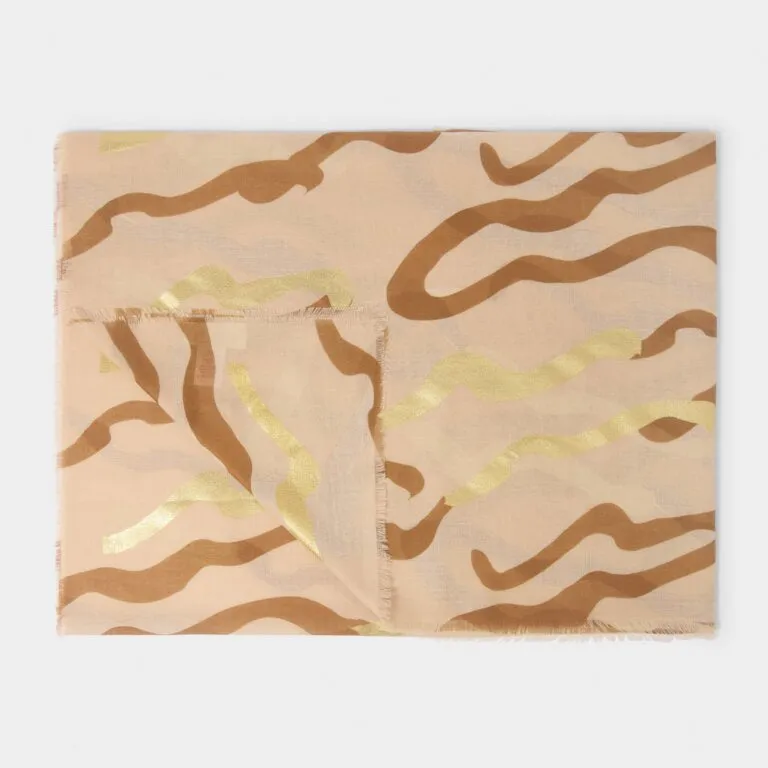 Katie Loxton Nude Pink Abstract Wave Printed Foil Scarf