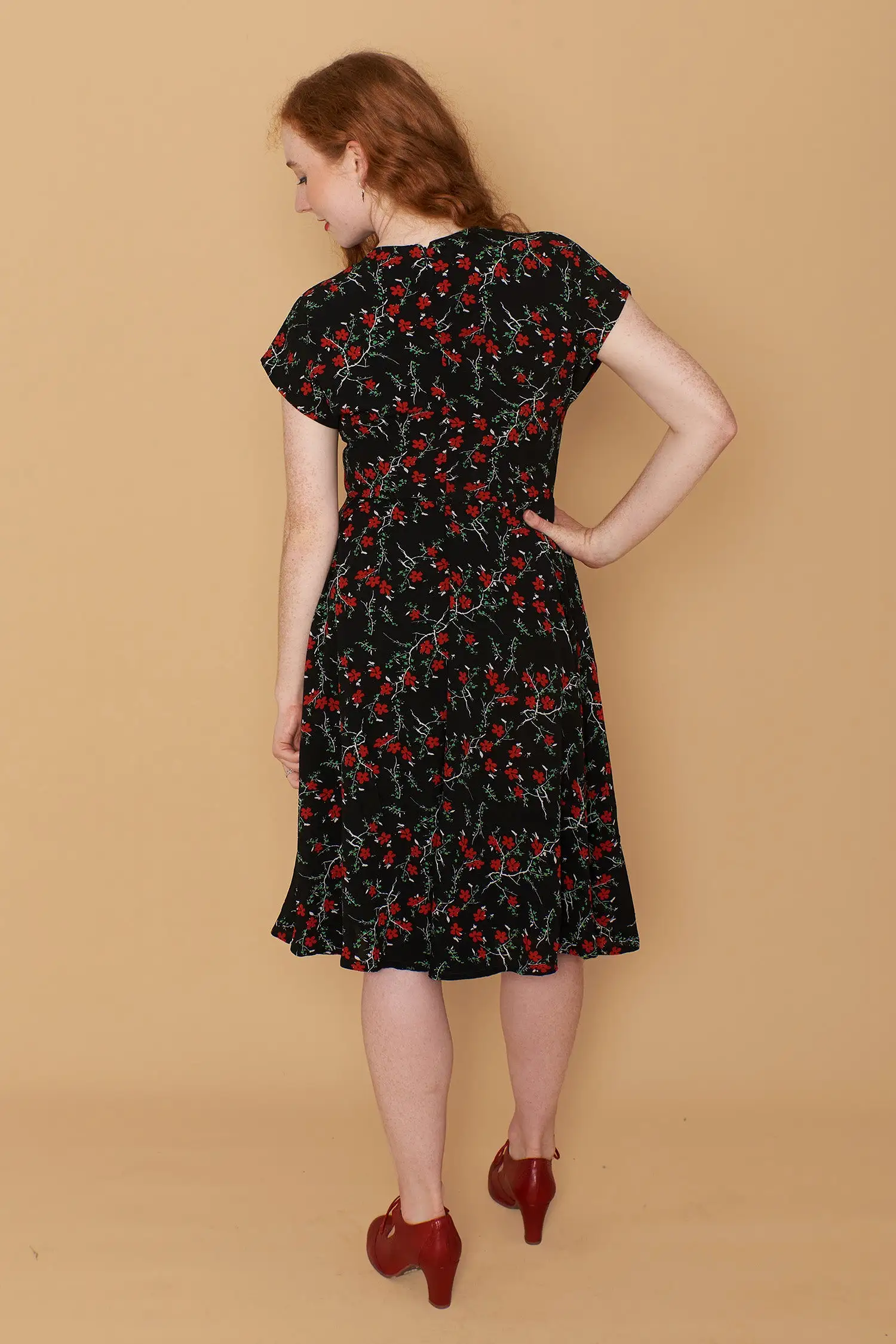 Kay Floral Black & Red Dress