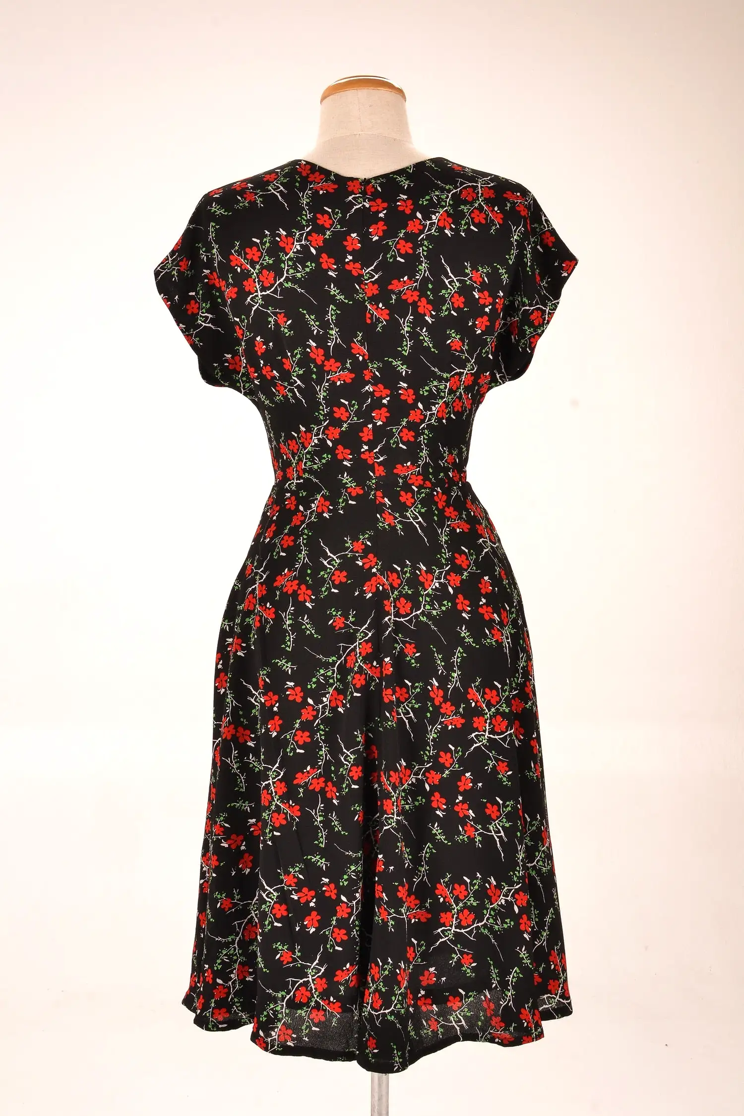 Kay Floral Black & Red Dress