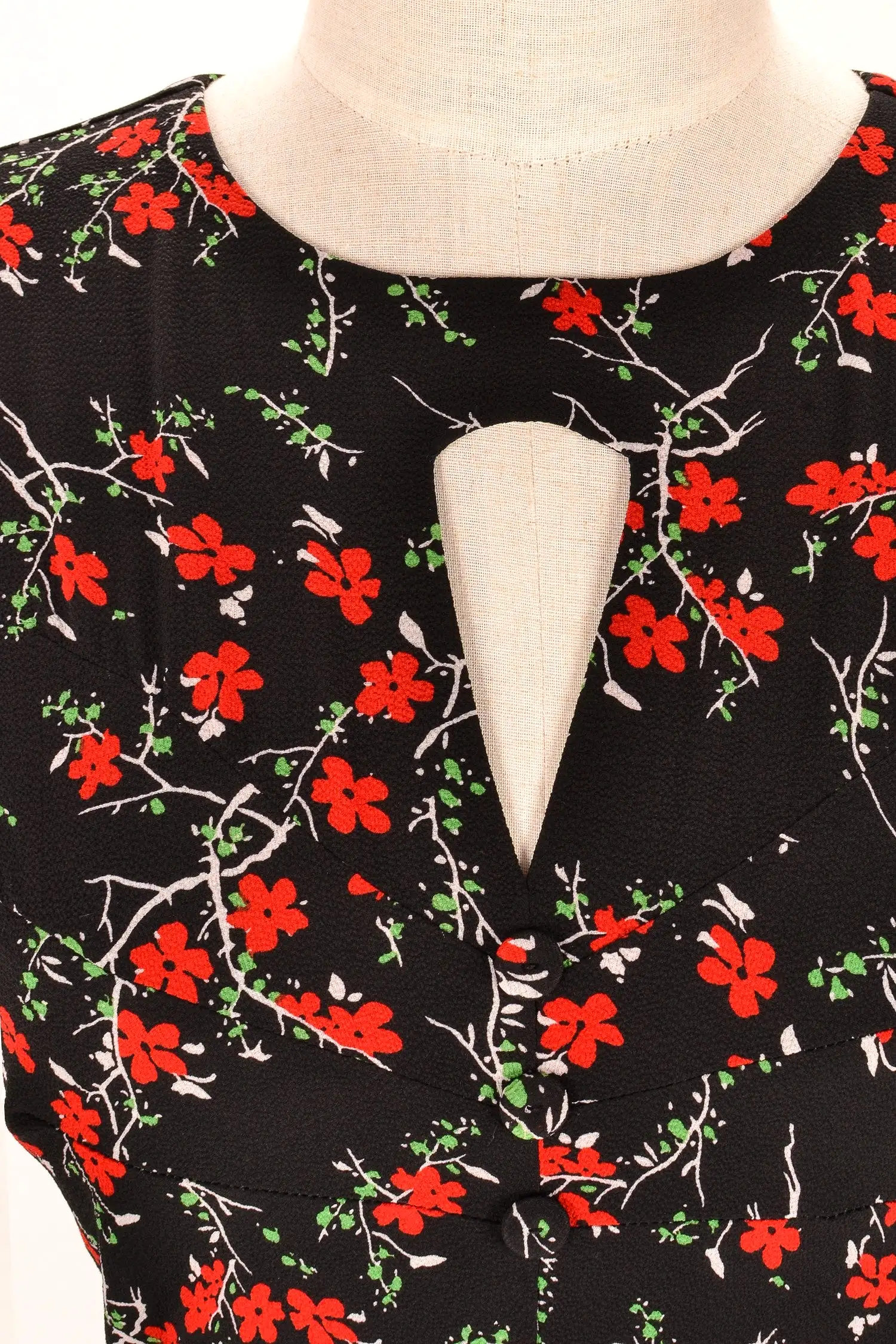 Kay Floral Black & Red Dress