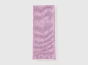 Knit scarf in stretch wool blend - Lilac | Benetton