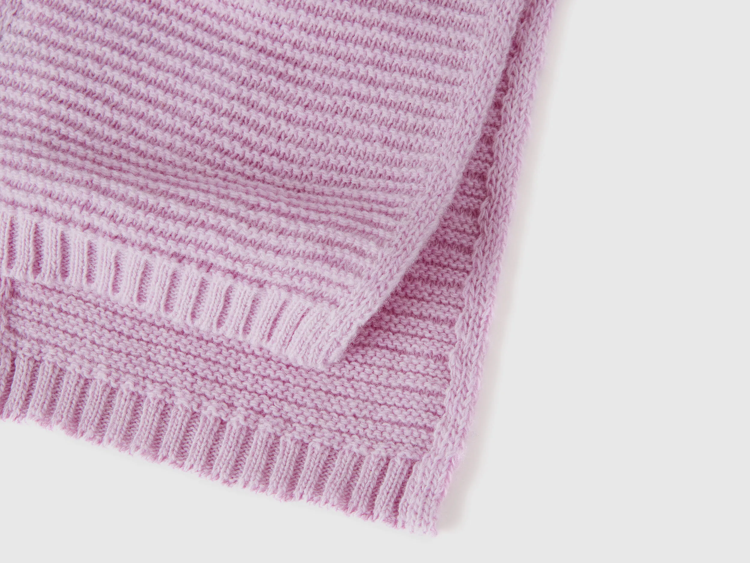 Knit scarf in stretch wool blend - Lilac | Benetton