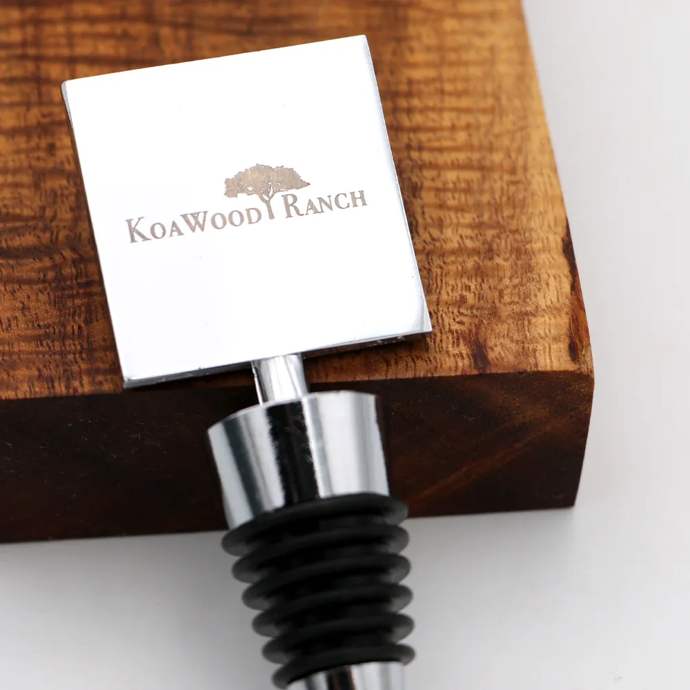 Koa Wood and Resin Square Bottle Stopper - Forest Green