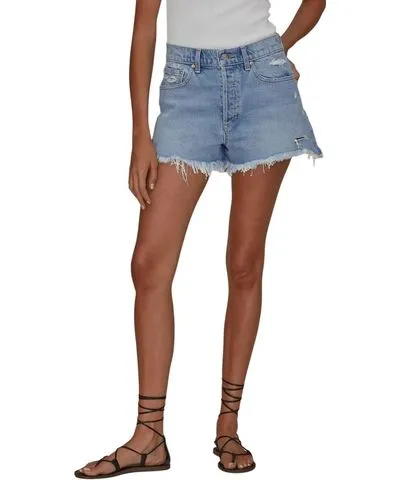 LE JEAN Adele Mid Rise Short In Anais Distressed