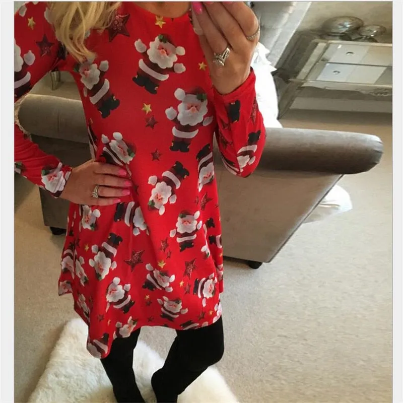 LOSSKY Fashion Casual Christmas Print Dress