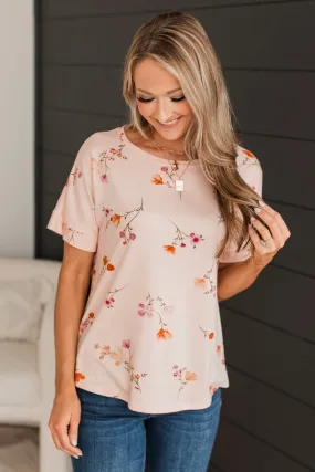 Lost In Your Gaze Floral Top- Blush