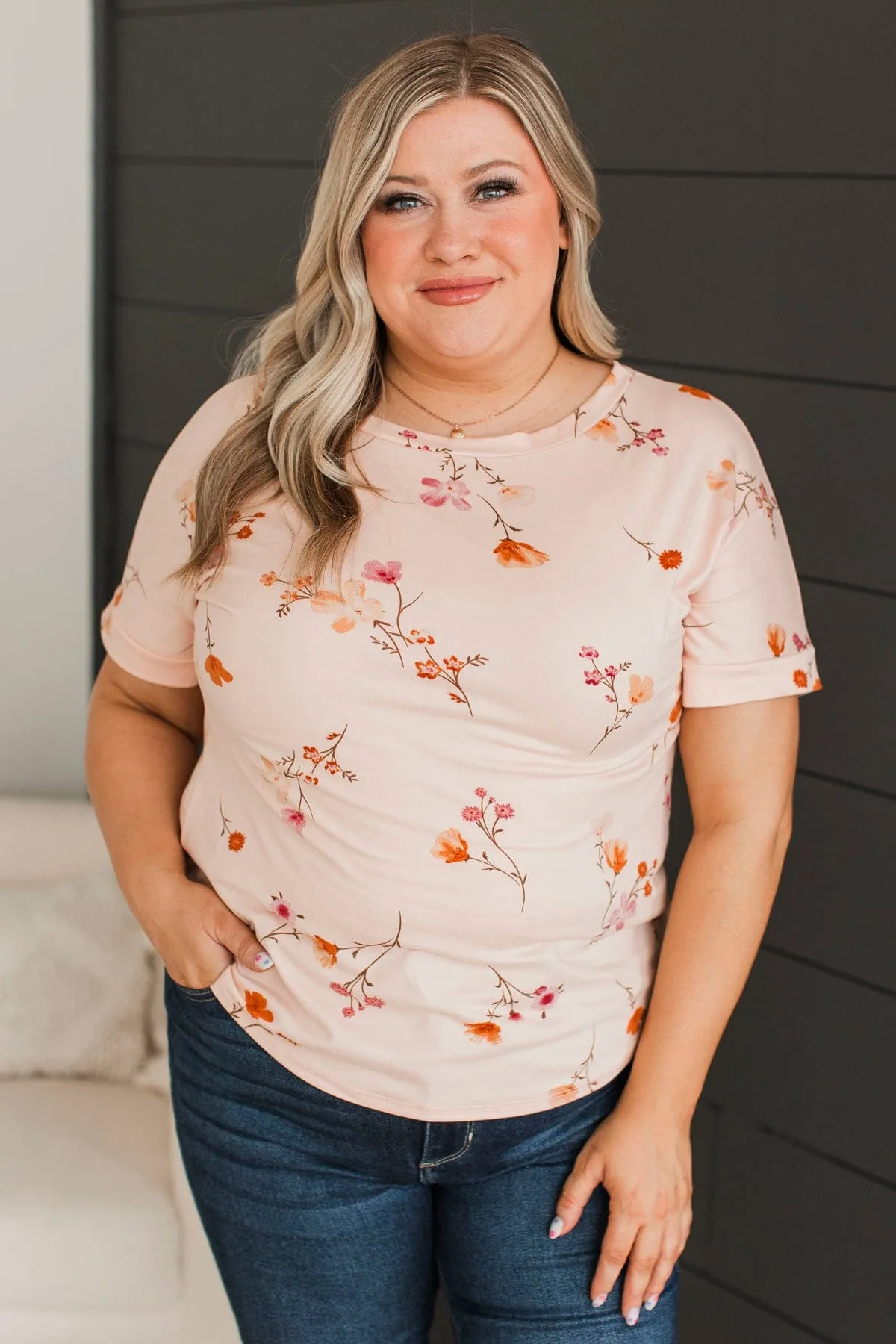 Lost In Your Gaze Floral Top- Blush