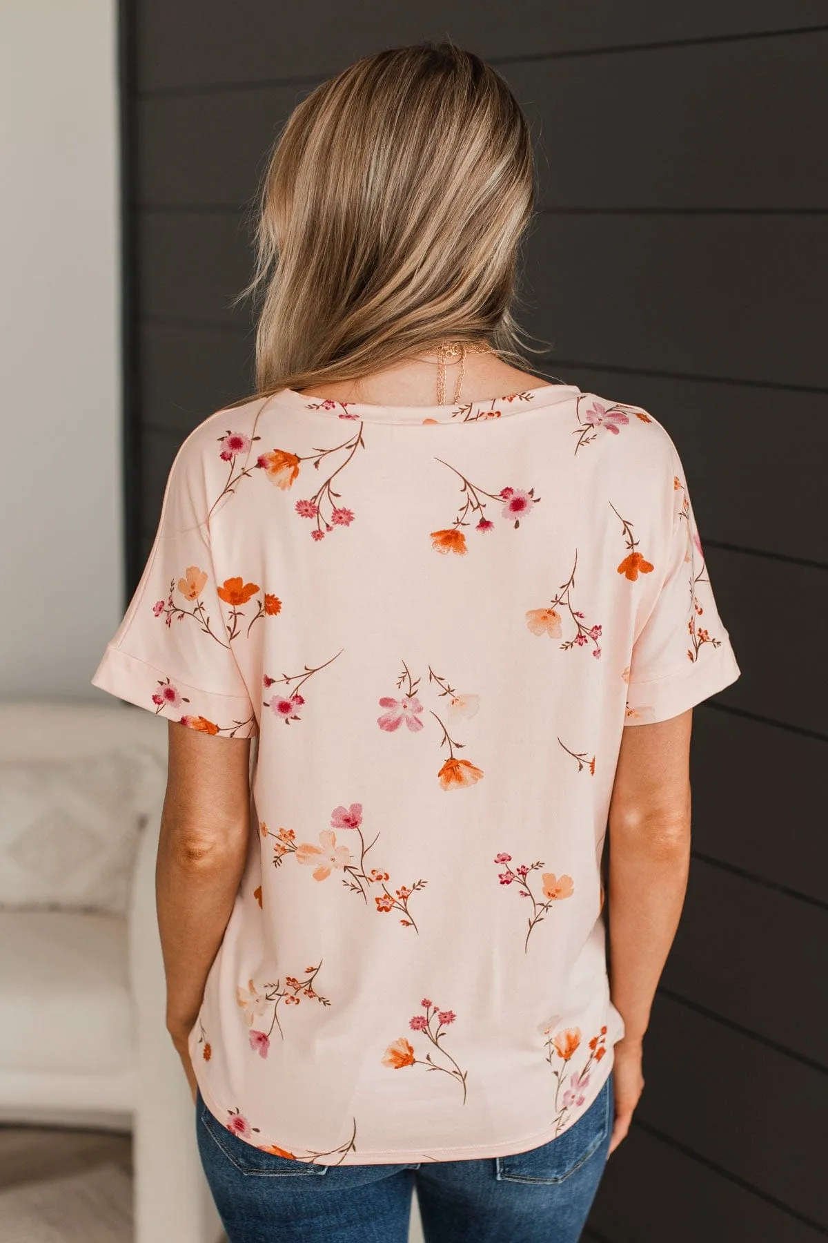 Lost In Your Gaze Floral Top- Blush