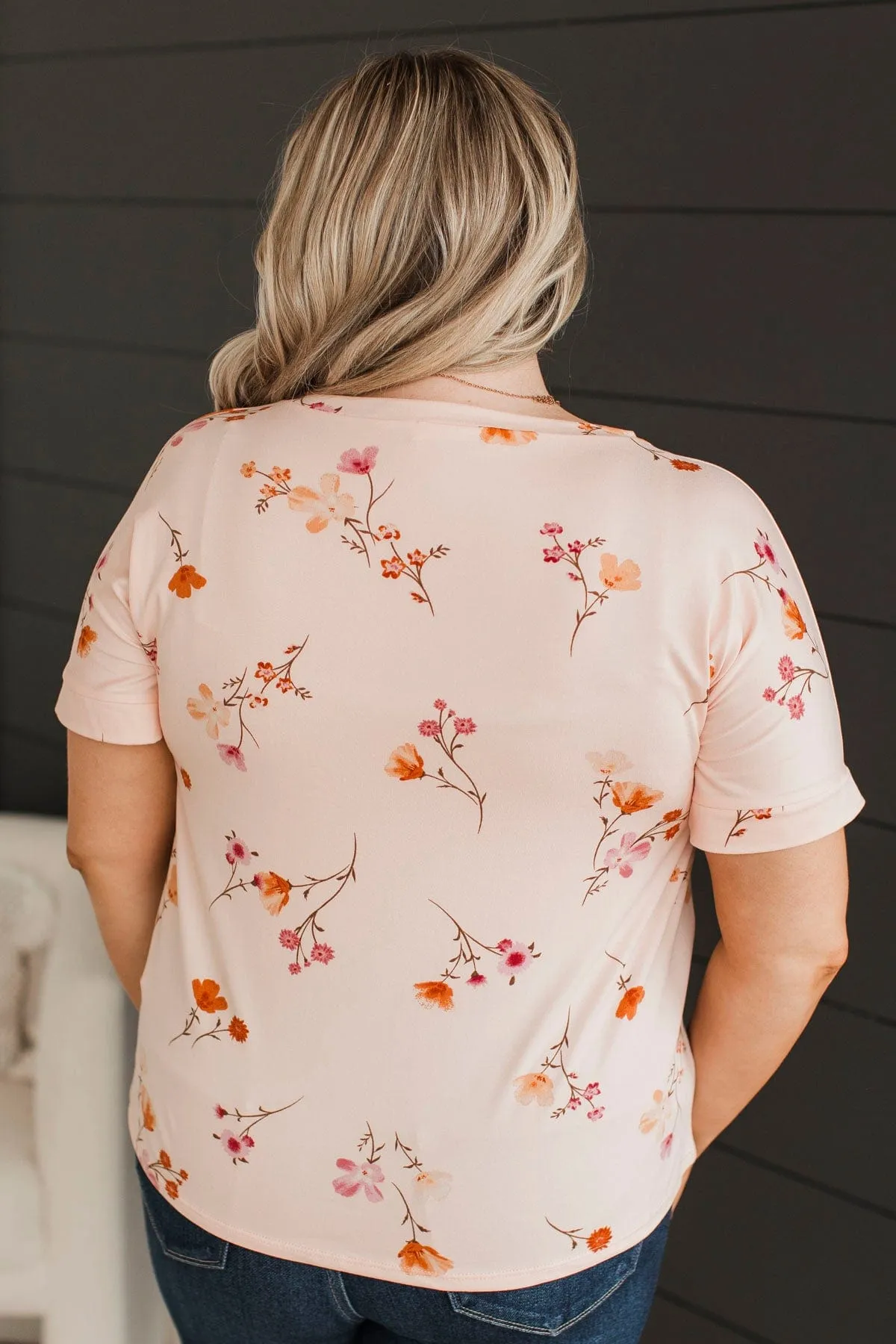 Lost In Your Gaze Floral Top- Blush