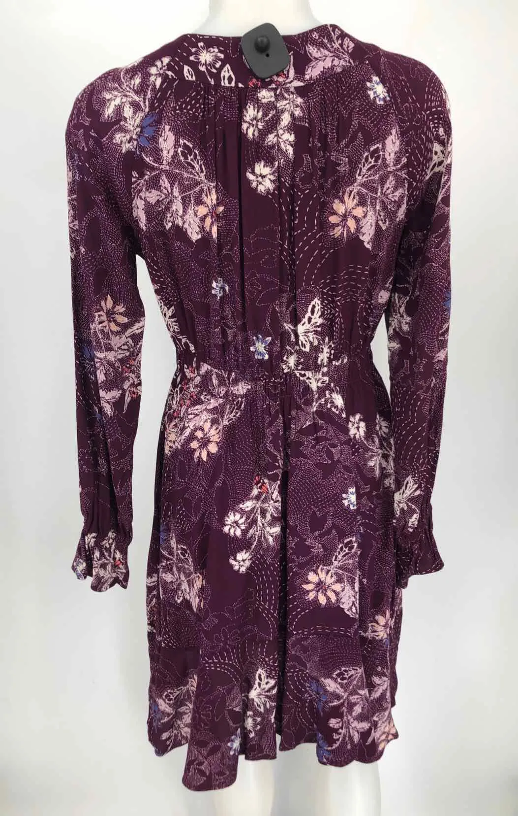 MAEVE - ANTHROPOLOGIE Purple Cream Multi Floral Print Longsleeve Dress