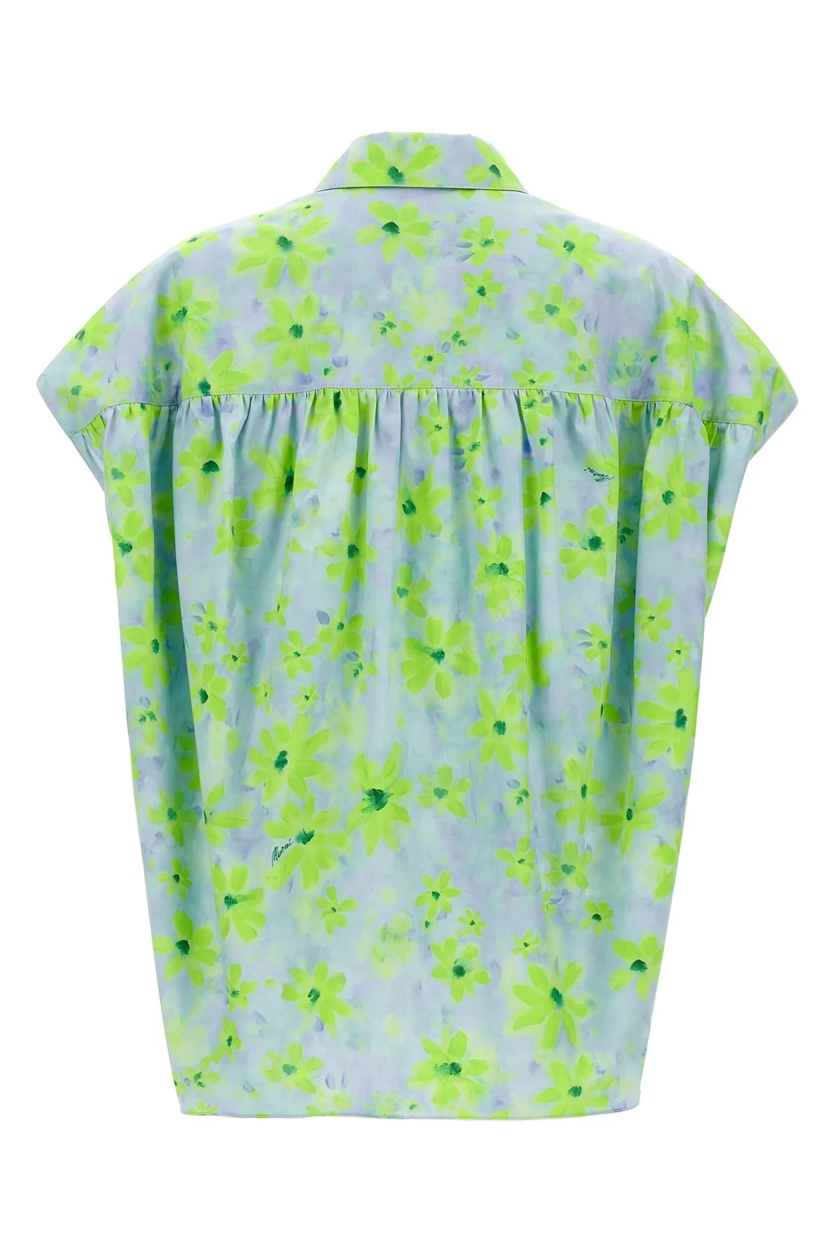 MARNI  |Light green poplin cocoon shirt with Parade print