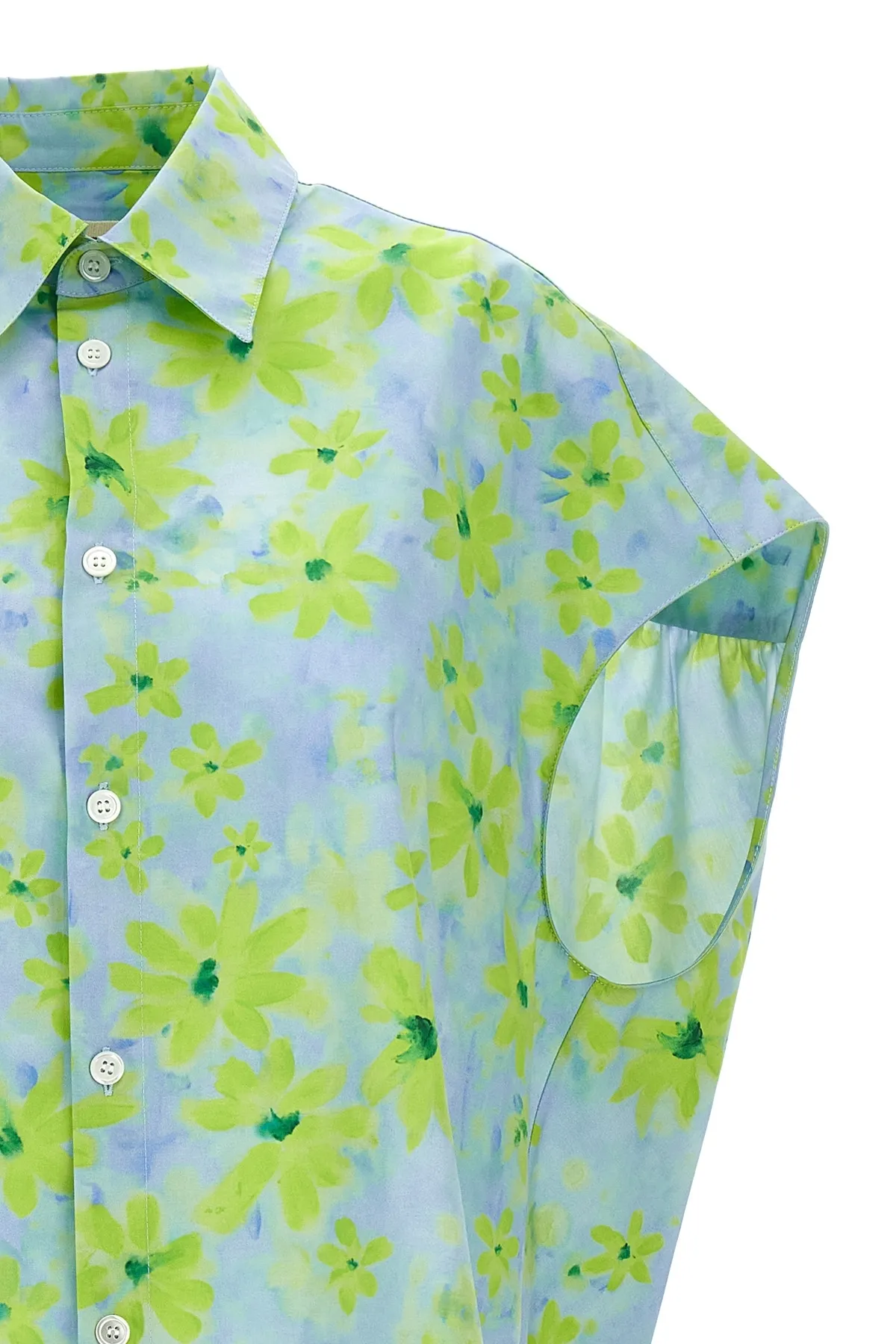 MARNI  |Light green poplin cocoon shirt with Parade print