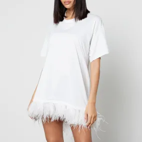 Marques Almeida Feather-Trimmed Cotton-Jersey T-Shirt Dress - XS | Coggles