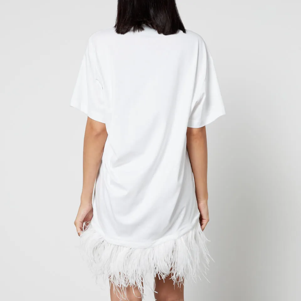 Marques Almeida Feather-Trimmed Cotton-Jersey T-Shirt Dress - XS | Coggles