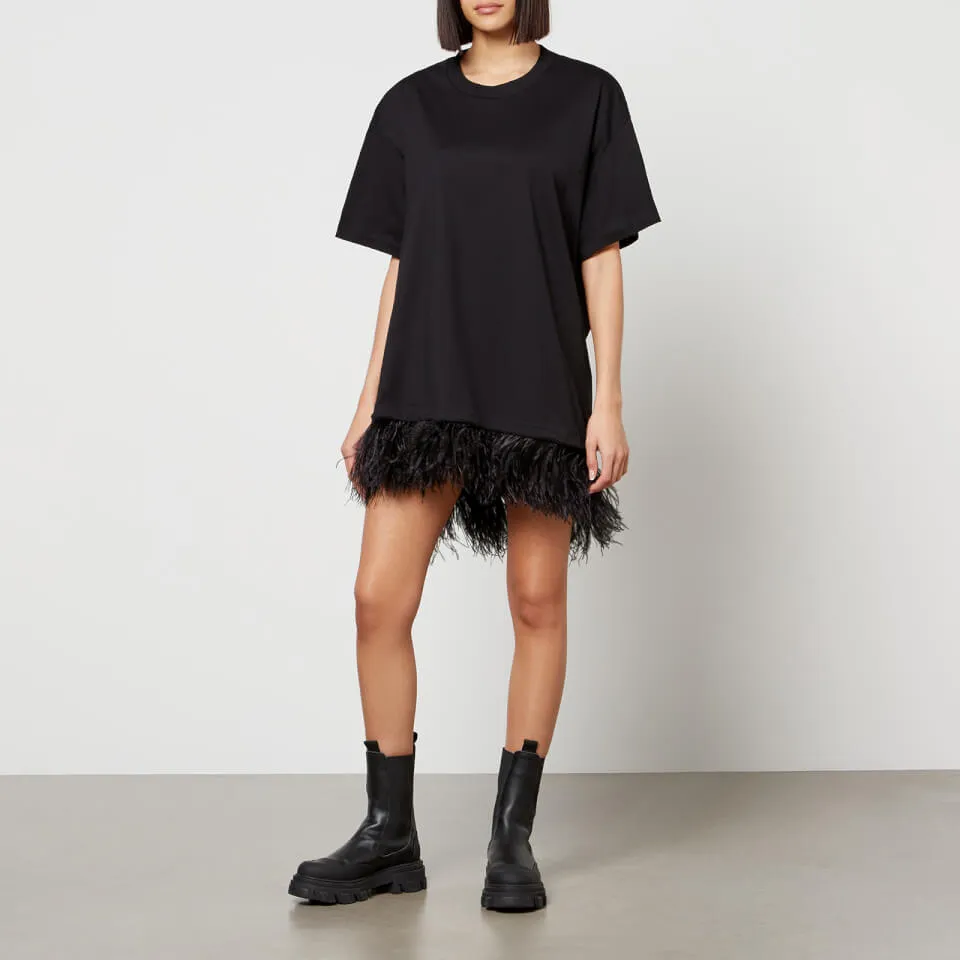 Marques Almeida Feather-Trimmed Cotton T-Shirt Dress - XS | Coggles