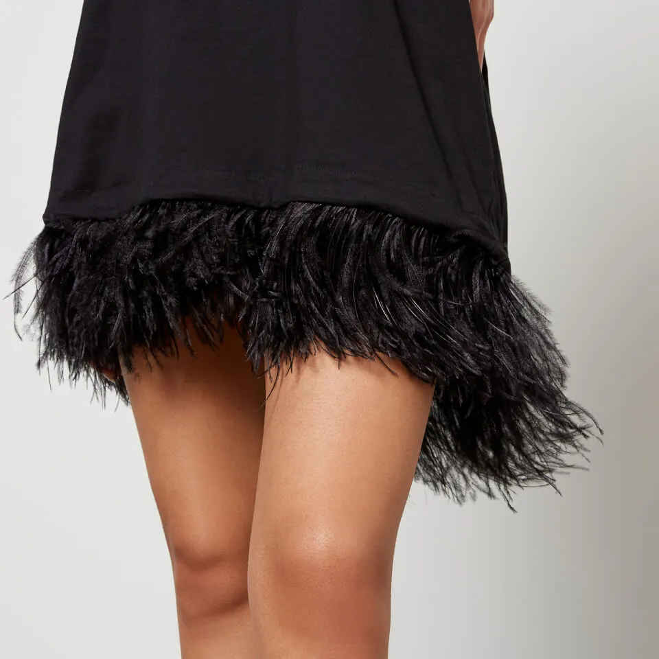 Marques Almeida Feather-Trimmed Cotton T-Shirt Dress - XS | Coggles