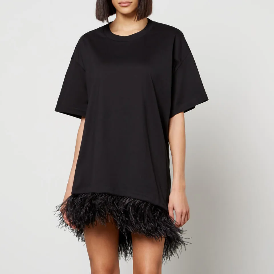 Marques Almeida Feather-Trimmed Cotton T-Shirt Dress - XS | Coggles