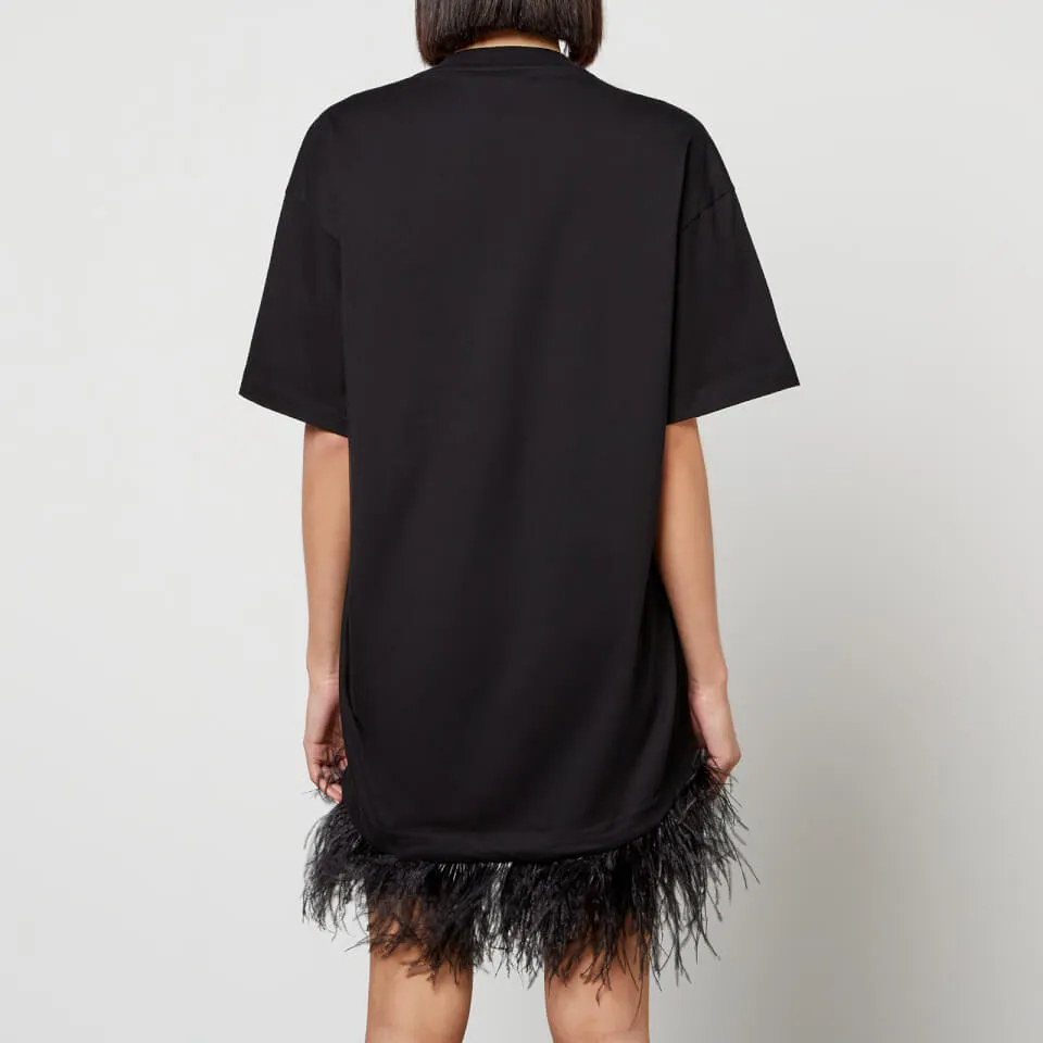 Marques Almeida Feather-Trimmed Cotton T-Shirt Dress - XS | Coggles