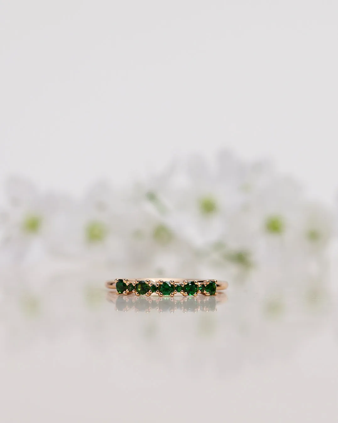 Mini Brigitte Ring with Deep Forest Green Tourmalines