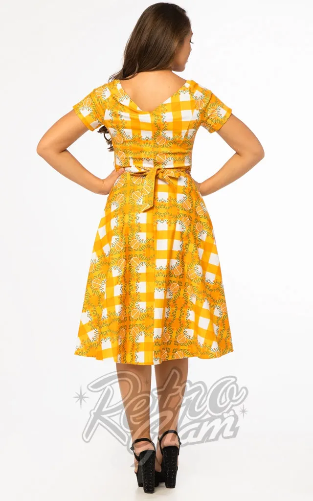 Miss Lulo Bella Swing Dress in Orange Gingham