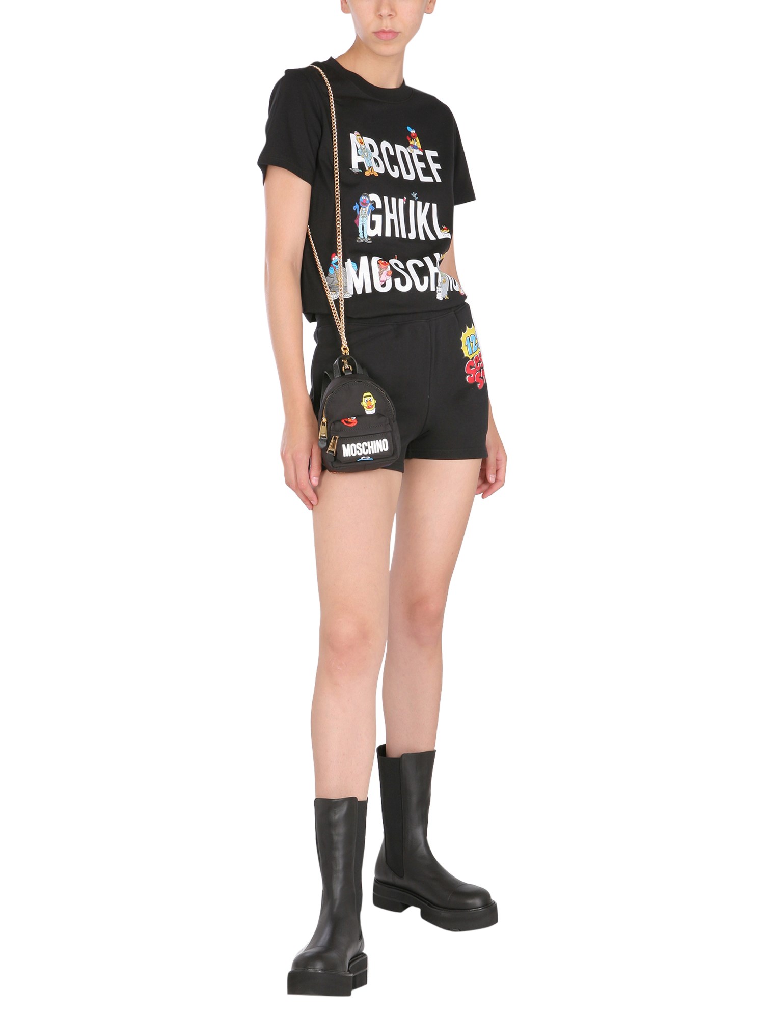 MOSCHINO    COTTON SWEAT SHORTS WITH SESAME STREET PRINT