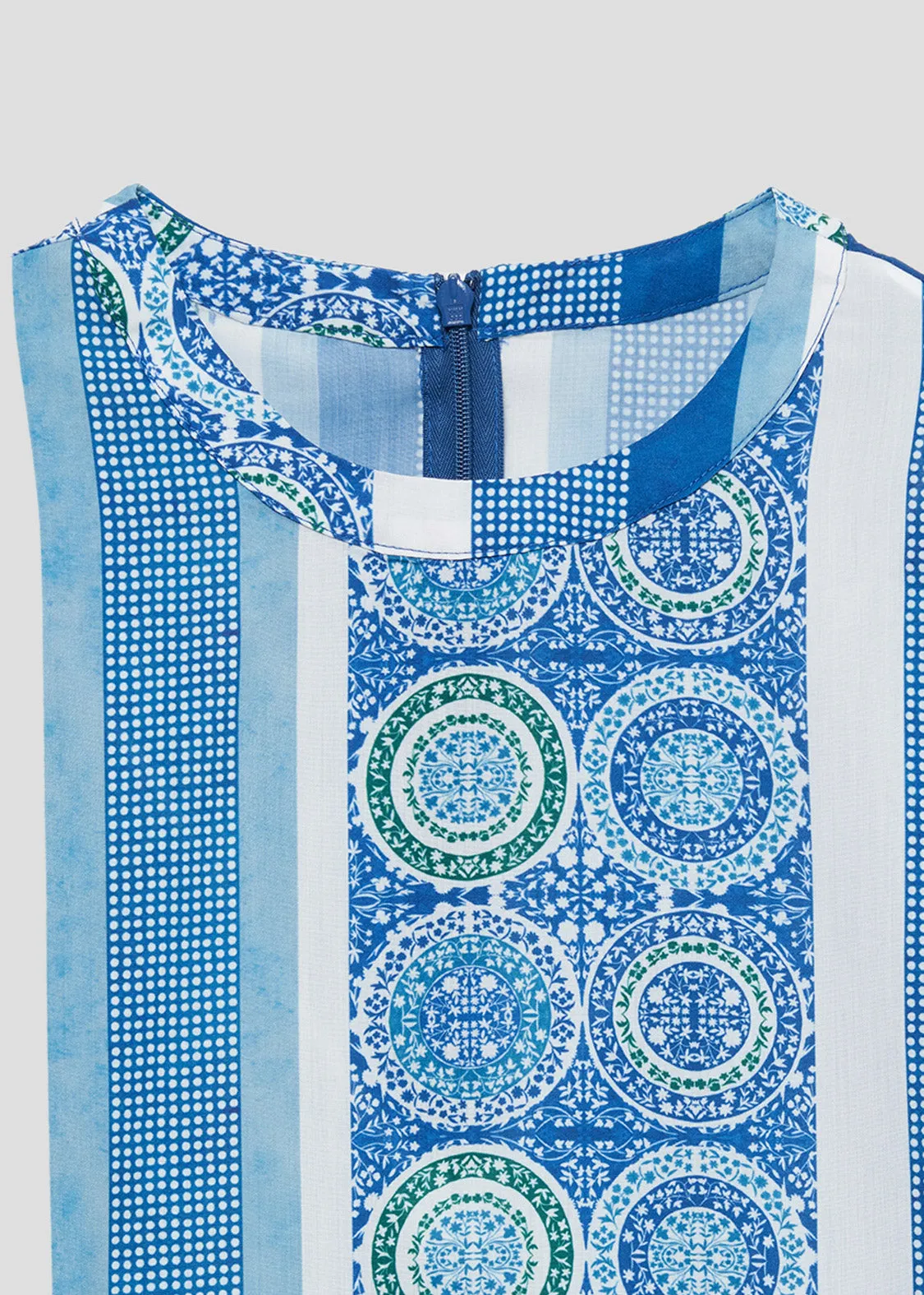 Multi Pattern Short Sleeve Shirt One-Piece (Nostalgic Pottery)