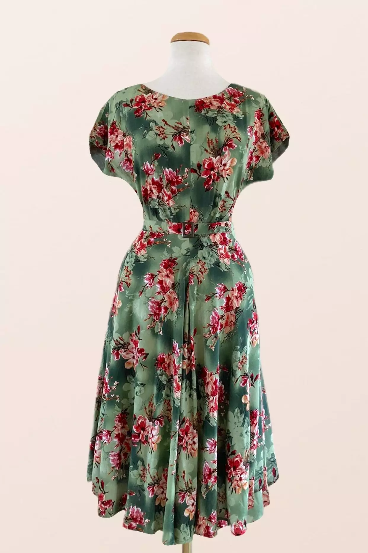 Myrtle Red & Green Frangipani Dress