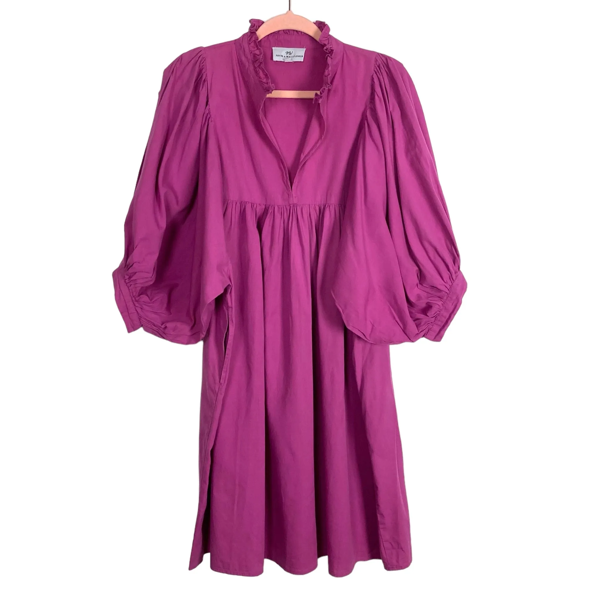 Never a Wallflower Magenta Puff Sleeve Dress- Size XXL (see notes)