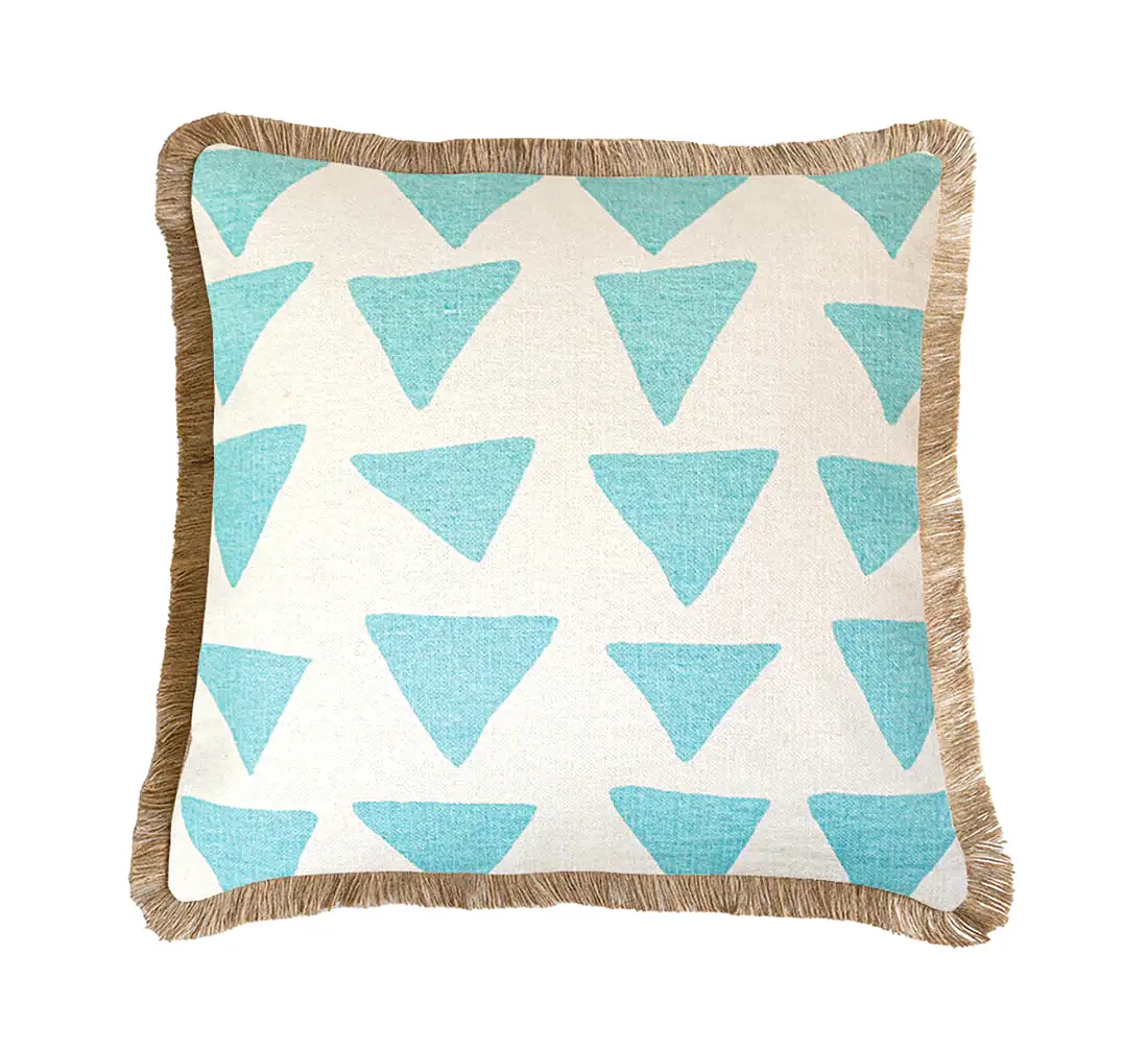 Oak and Ave Cushion - Triangles Sky Blue