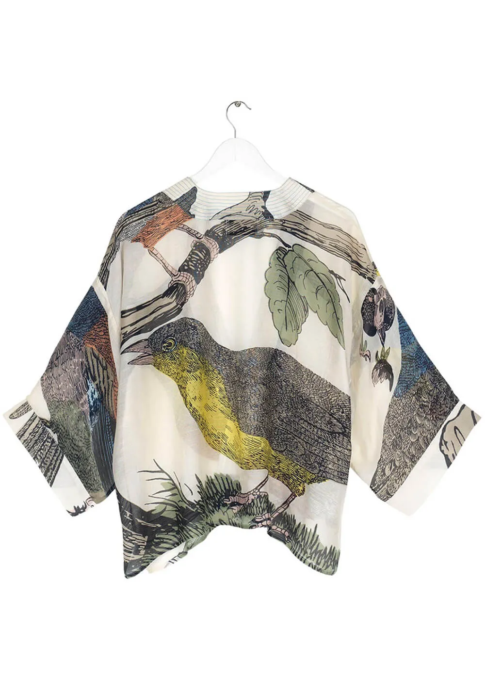 One Hundred Stars Bird Short Kimono Stone